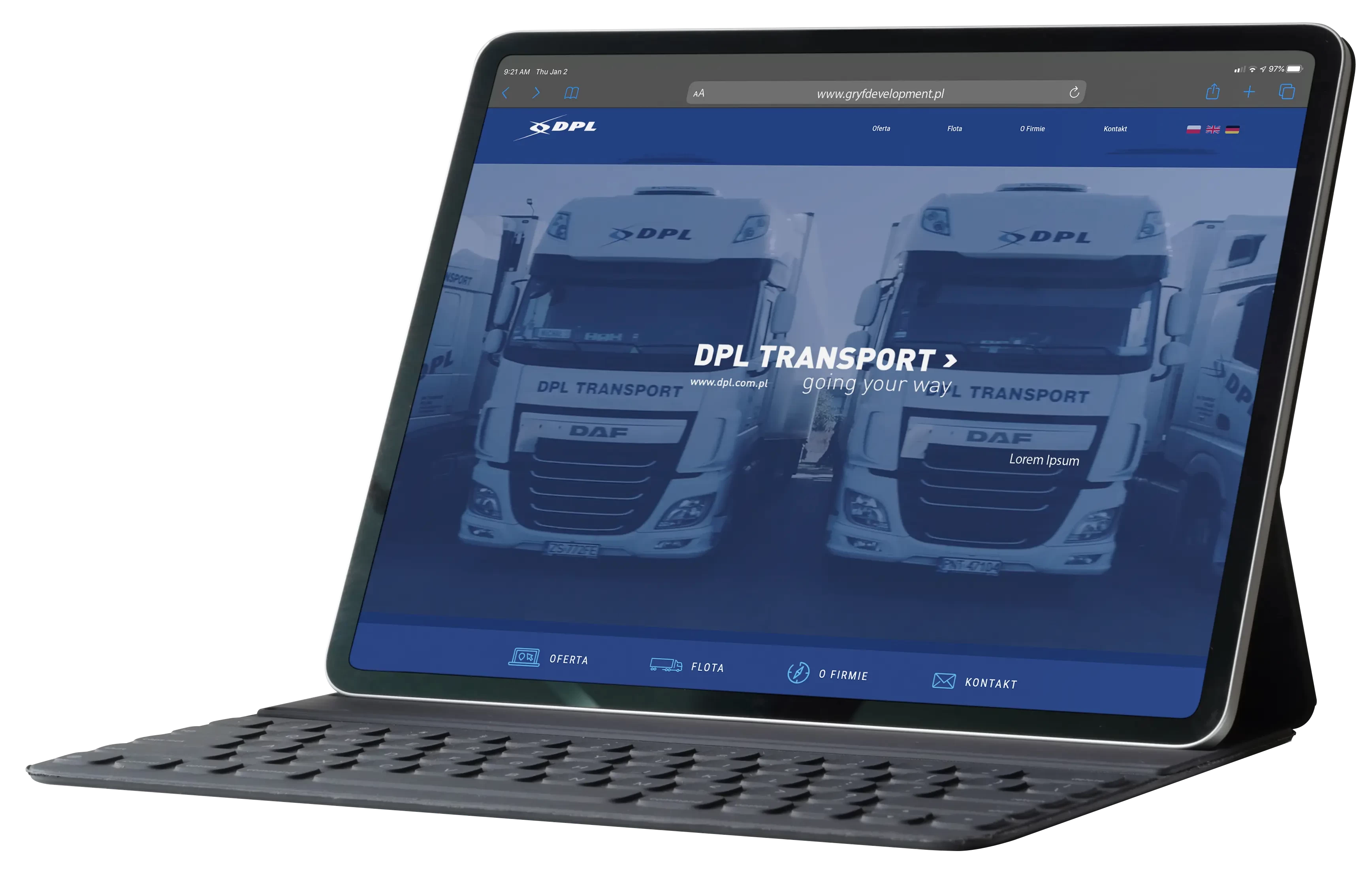 DPL Transport - Podgląd projektu na komputerze