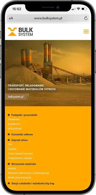 Bulk System - Podgląd projektu na telefonie